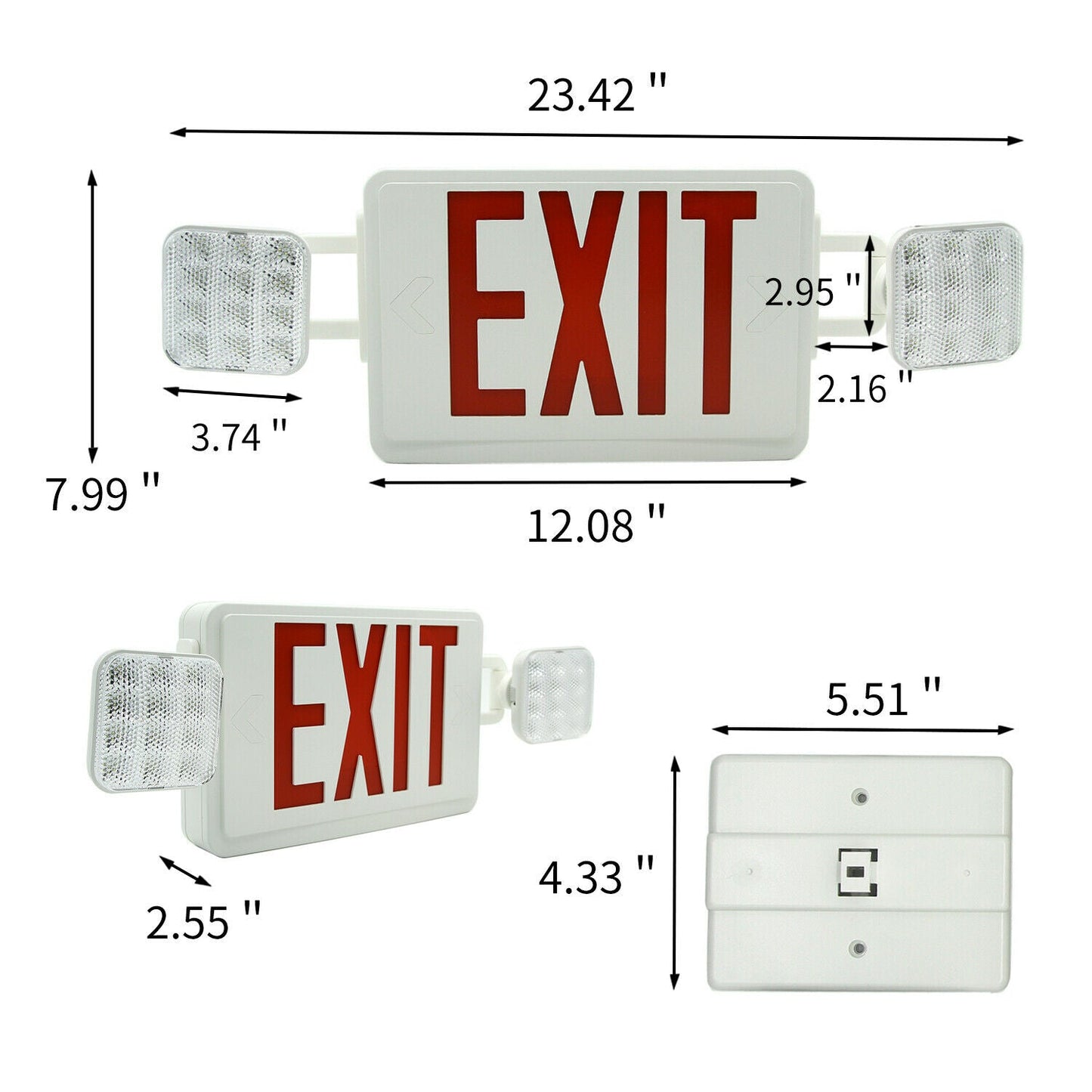 Emergency Exit Sign Light with Dual LED Heads