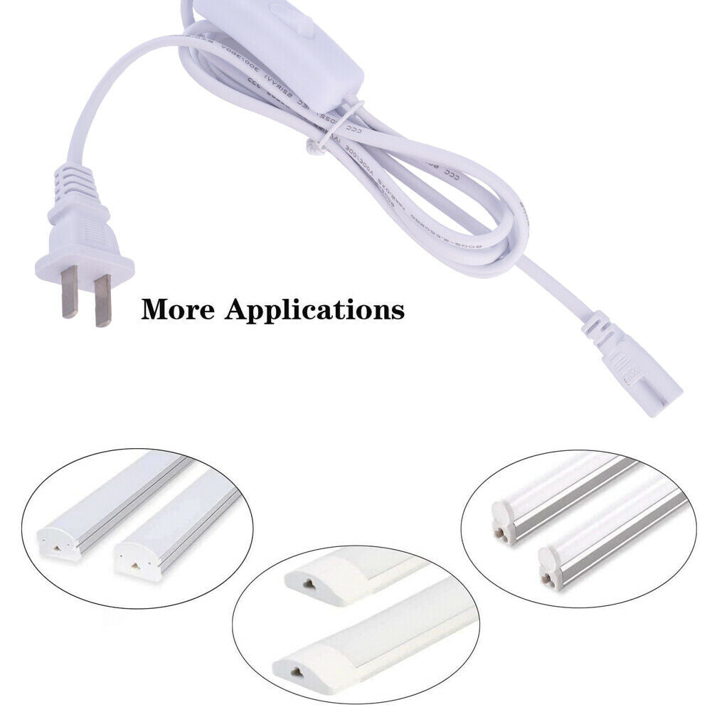 Power Cable w/ Switch for T8/T5 Integrated LED Tube Lights (10PCS)