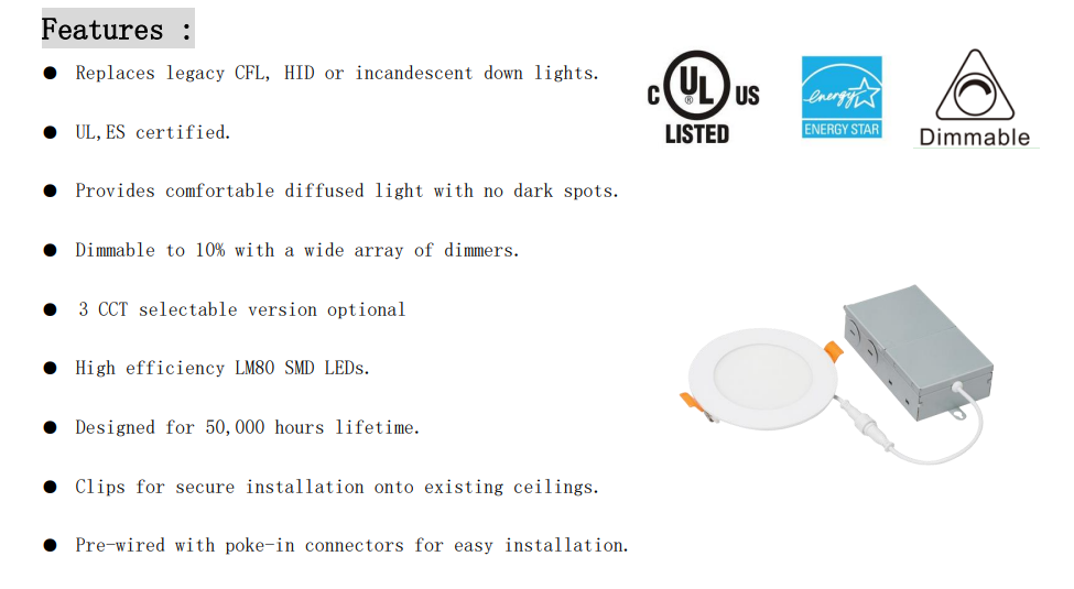 Panel Light 9W 4" Round LED Ceiling