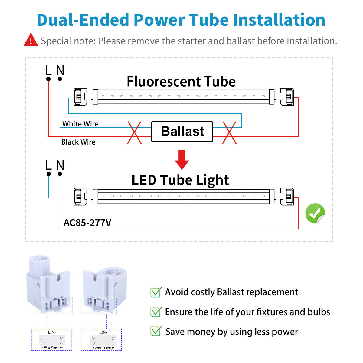 R17D 8FT 72W T8 LED Tube Light (6500K CLEAR) [25 pack]