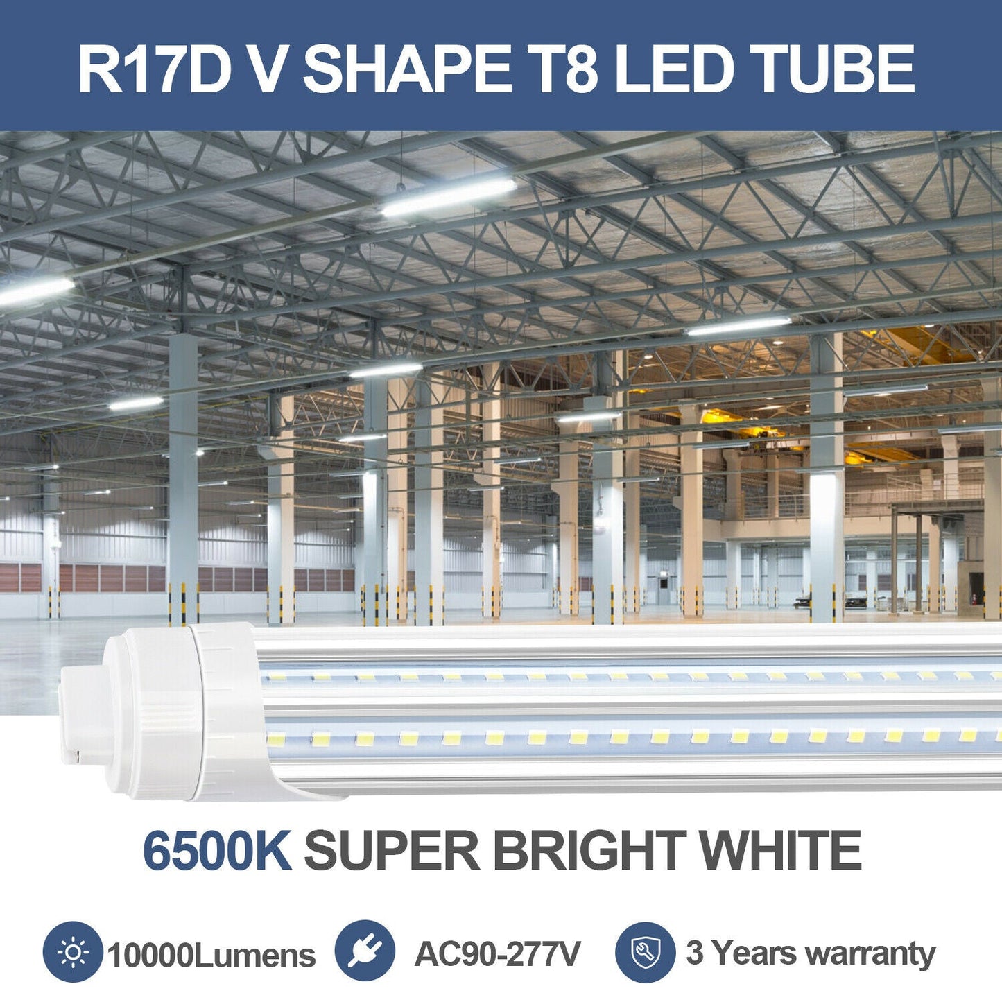 R17D 8FT 72W T8 LED Tube Light (6500K CLEAR) [25 pack]