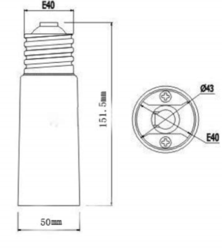 Adaptor E39/E40 to E39/E40 Extender