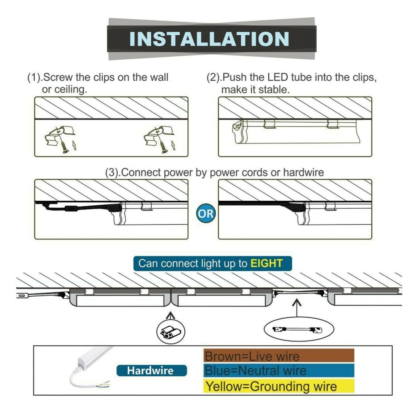 Integrated 4FT 22W Clear 5000K  25 pcs